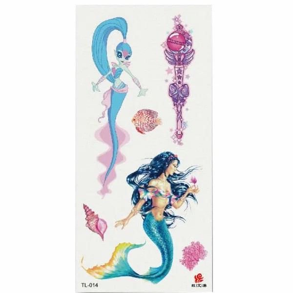 1pcs Flower Animal Body Art Temporary Waterproof Tattoo Sticker Wolf Mermaid Designs
