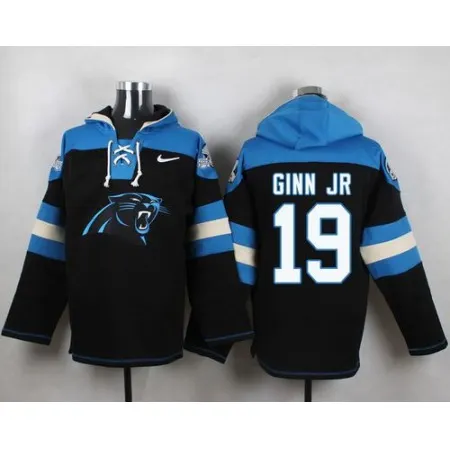 Panthers #19 Ted Ginn Jr Black Player Pullover NFL Hoodie