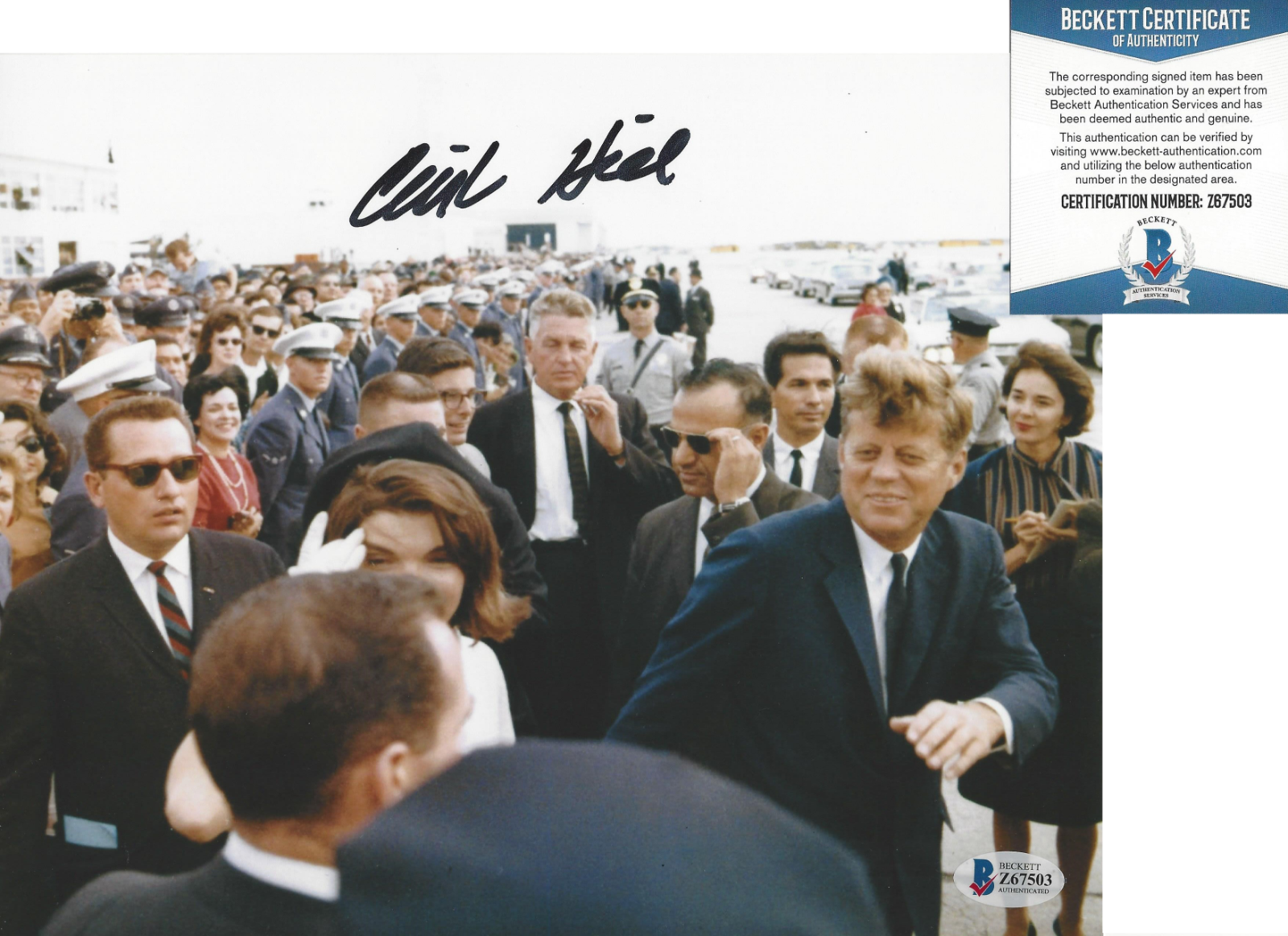 CLINT HILL SIGNED SECRET SERVICE 8x10 Photo Poster painting A BECKETT COA KENNEDY ASSASSINATION