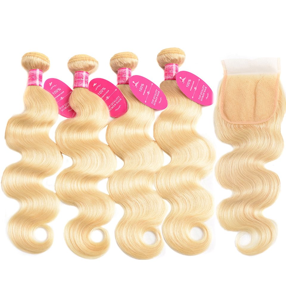 Vallbest Hair Blonde Body Wave  4 Bundles With Lace Closure 613 Blonde US Mall Lifes