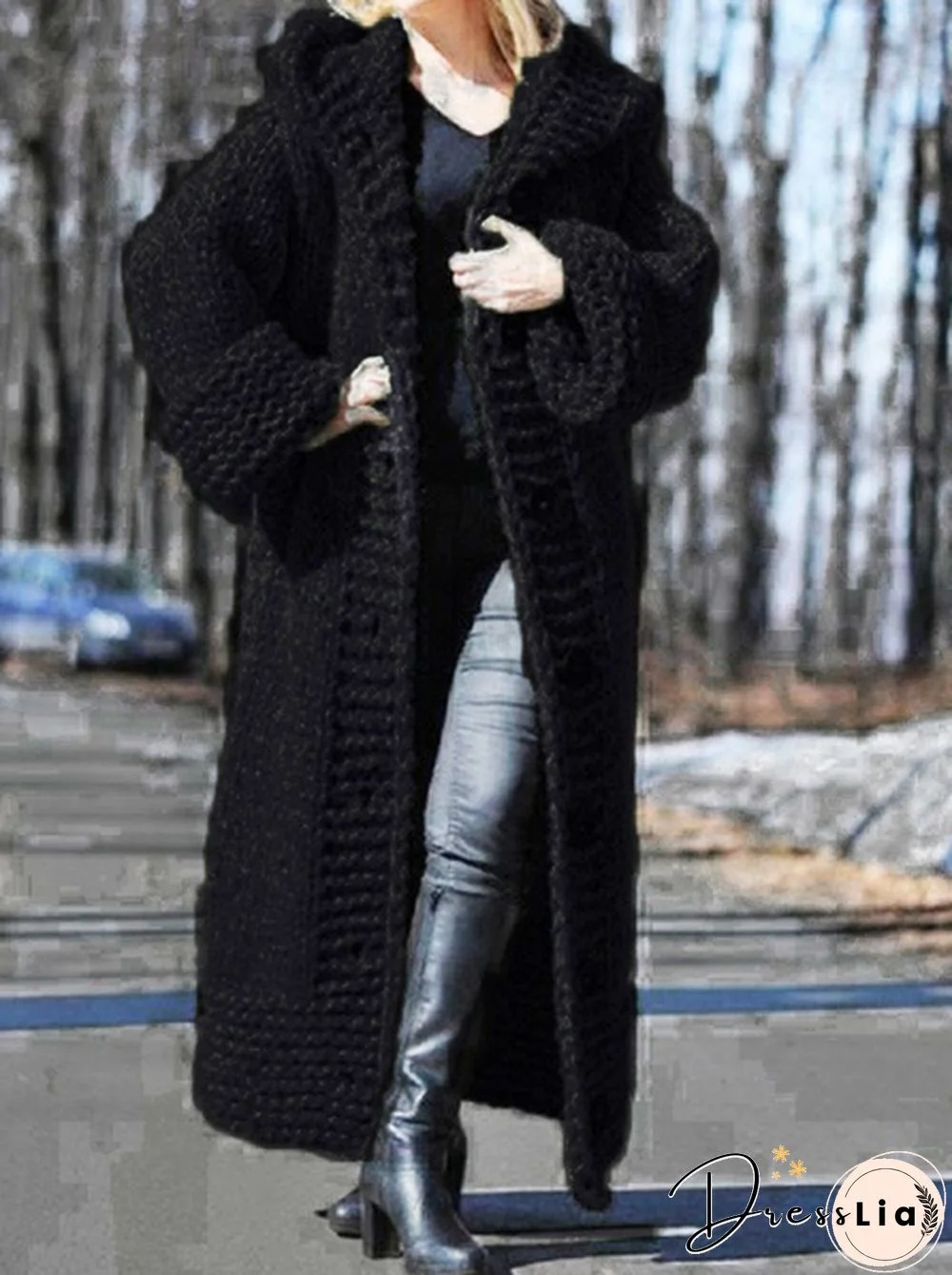 New Fashion Women Autumn Winter Long Sleeve Knitted Cardigan Coat Casual Streetwear Hooded Sweater Coat Plus Size