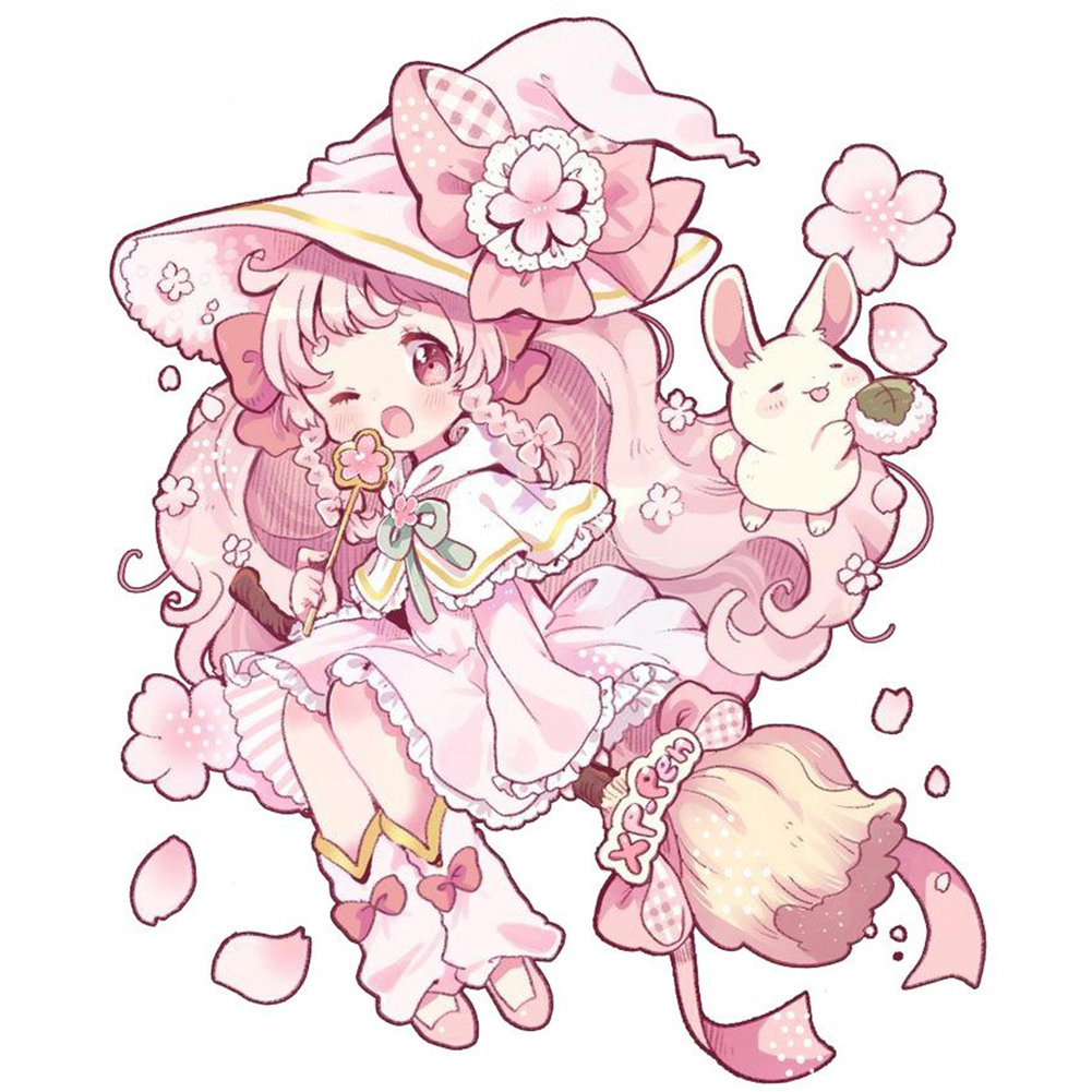 

Pink Witch - 11CT Stamped Cross Stitch - 45*50CM, 501 Original