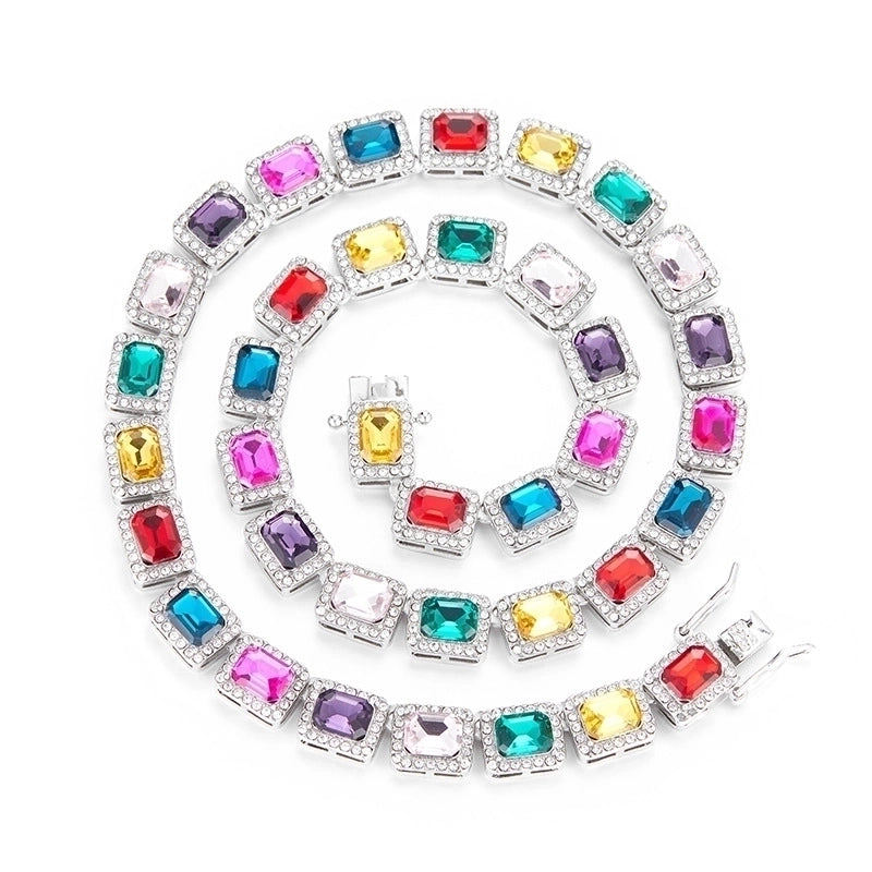 Hip-Hop Geometric Alloy Diamond Zircon Men’s Bracelets Necklace