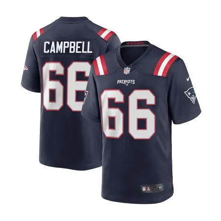 Men's New England Patriots #66 Will Campbell  Navy 2025 NFL Draft First Round Pick Game Jersey