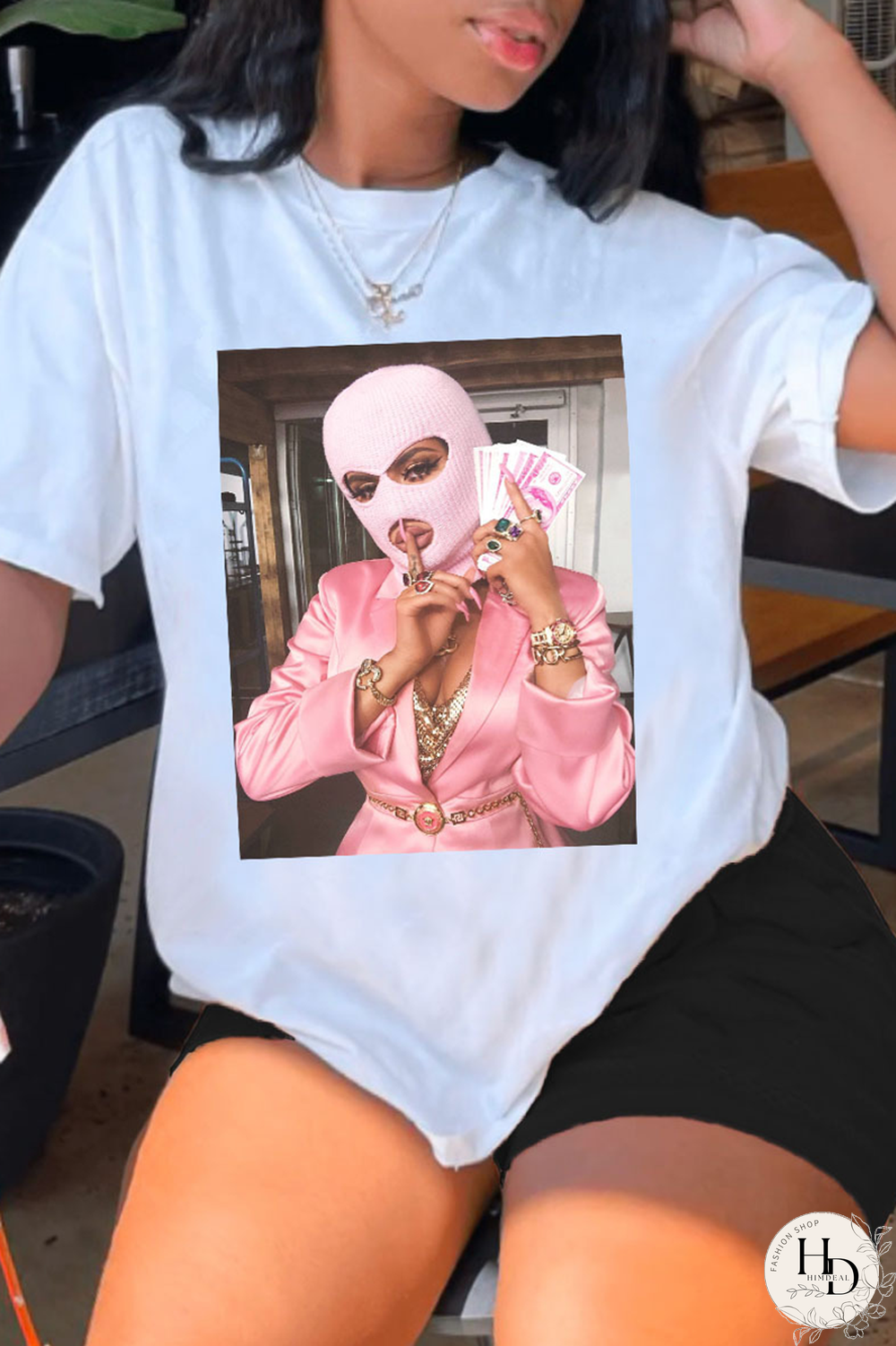 Black Casual Print Patchwork O Neck Short Sleeve Two Pieces