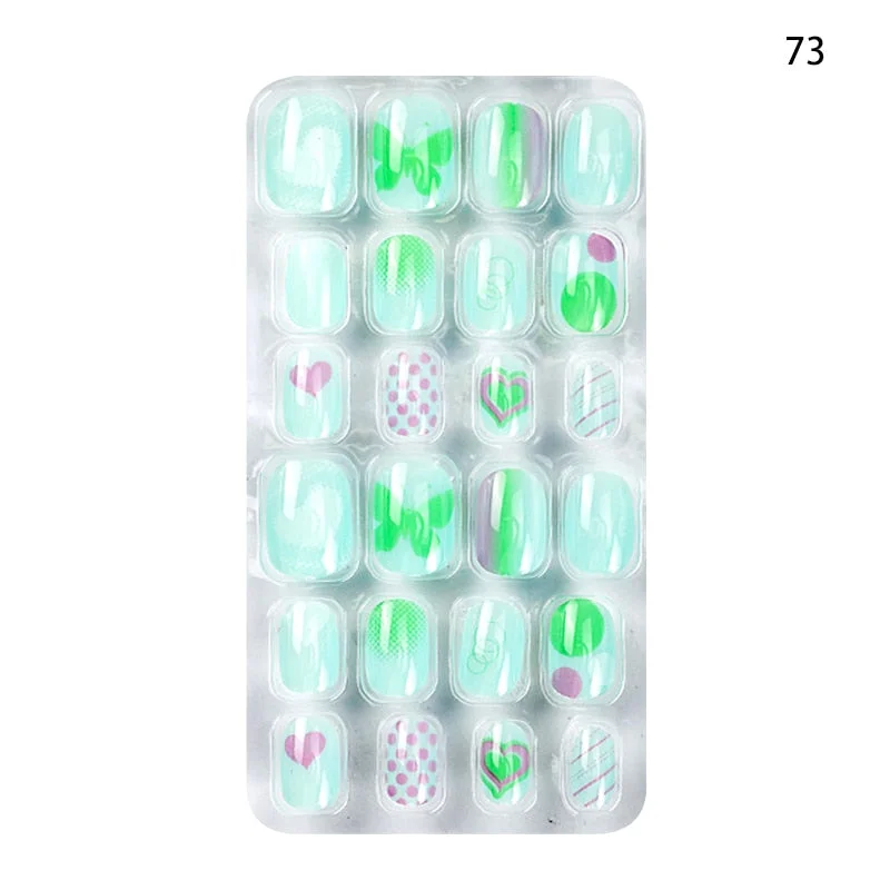 Children Adult 24 Fake Nails Christmas Cartoon Pattern Boxed Children Simple Wear-resistant Finished Full Covering Nail Sticker