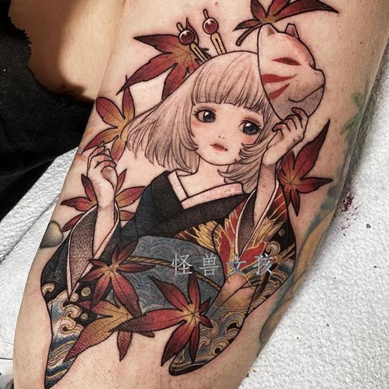 Cute Mask Girl Moon Baby Long Lasting Temporary Fake Arm Tattoo Sticker Sleeve Tatouage Temporaire Femme Sexy for Woman