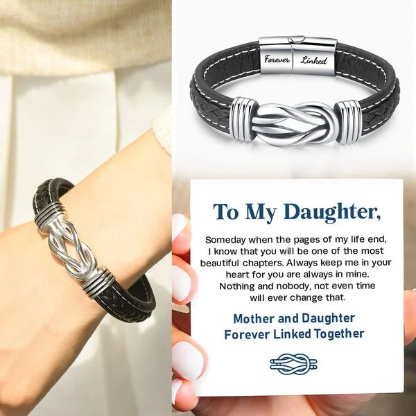 Mother and Daughter Forever Linked Together Leather Knot Bracelet Graduation Birthday Gift