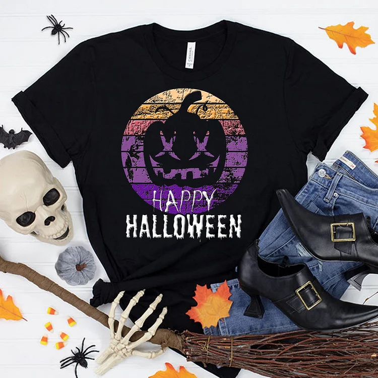 Pumpkins Happy Halloween T-Shirt-06879