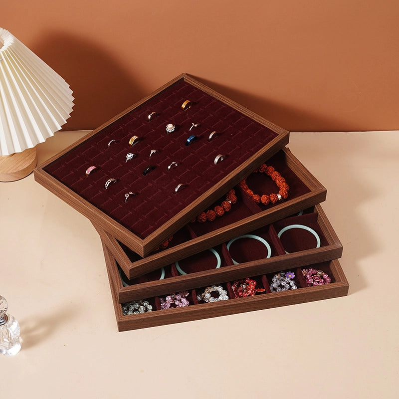 1 Piece Walnut Retro Solid Color Jewelry Display