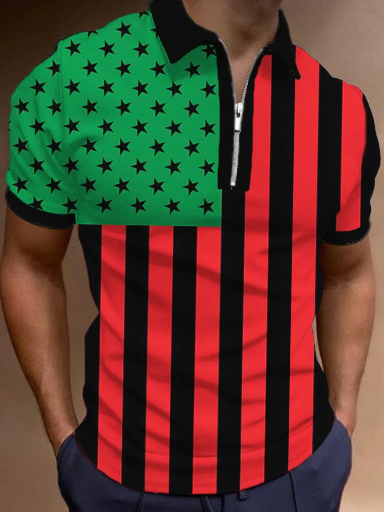Men's Juneteenth African American Flag Polo Shirt