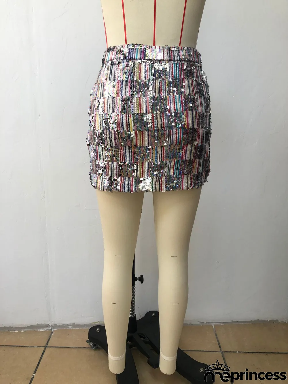 Women's Clothing Spring and Summer Sequin Skirt Elastic Waist Side Seam Invisible Zipper Mini Skirt