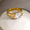 Stylish Bling Rhinestone Zircon Wiring 18K Golden Ring