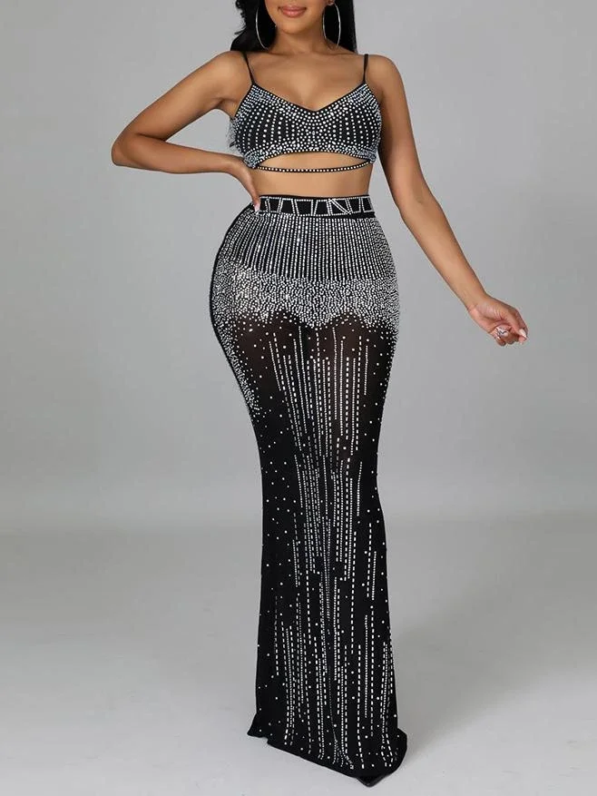 Tube top rhinestone sexy evening dress-zachics
