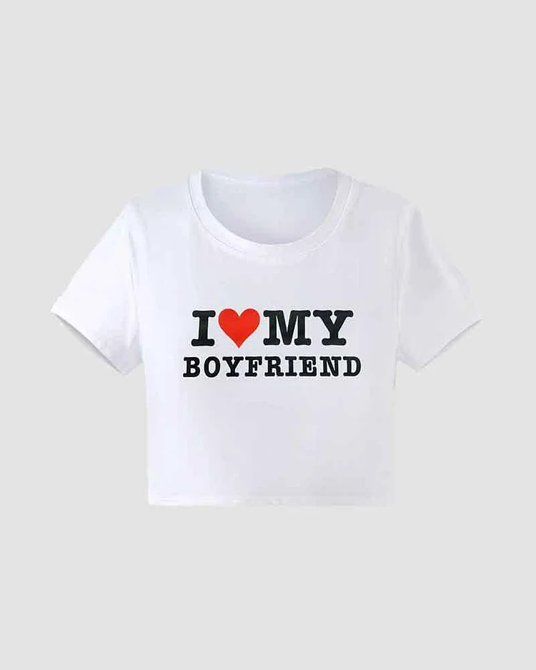 I Heart My Boyfriend Cropped T-Shirt