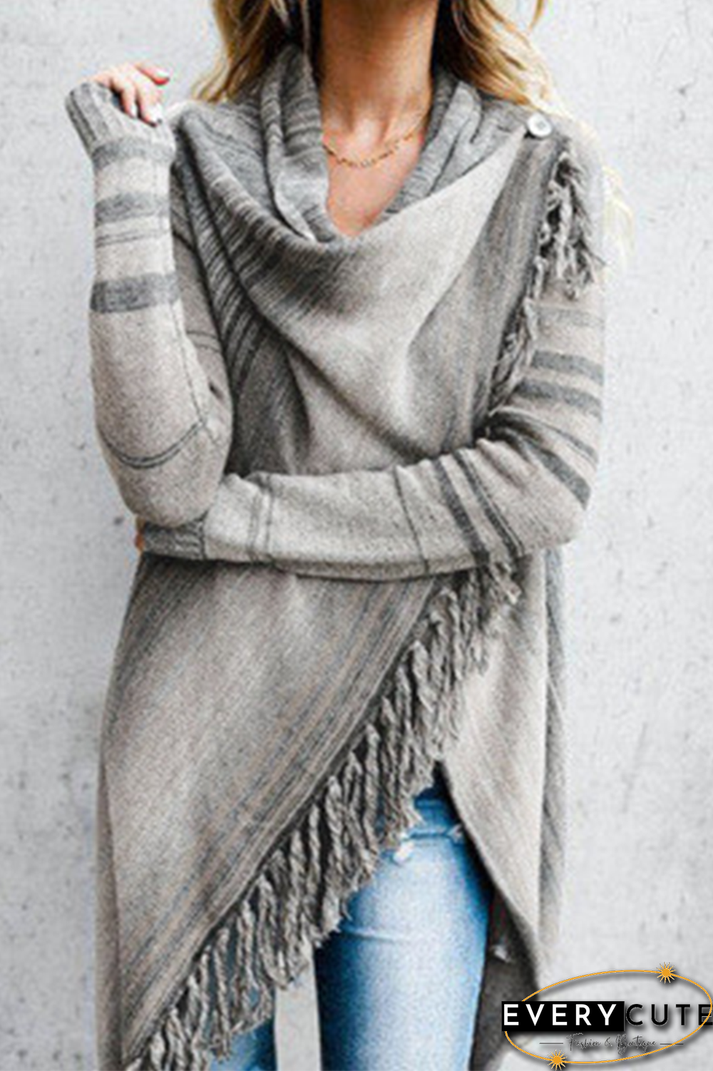 Striped Shawl Sweater 2 Styles