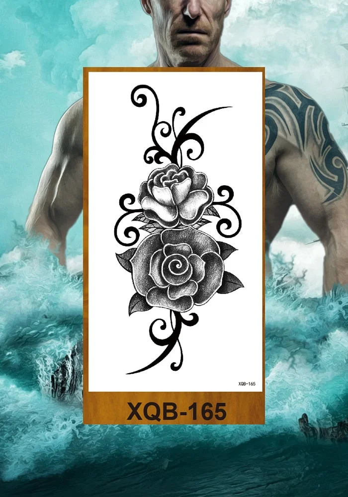 Temporary Tattoos Stickers Women Girl Chest Arm Fake Tatoo Lotus Peony Rose Magnolia Flowers Totem Face Body Makeup Waterproof