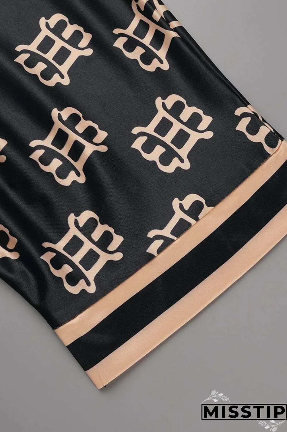 Apricot Casual Print Patchwork V Neck Three Quarter Two Pieces