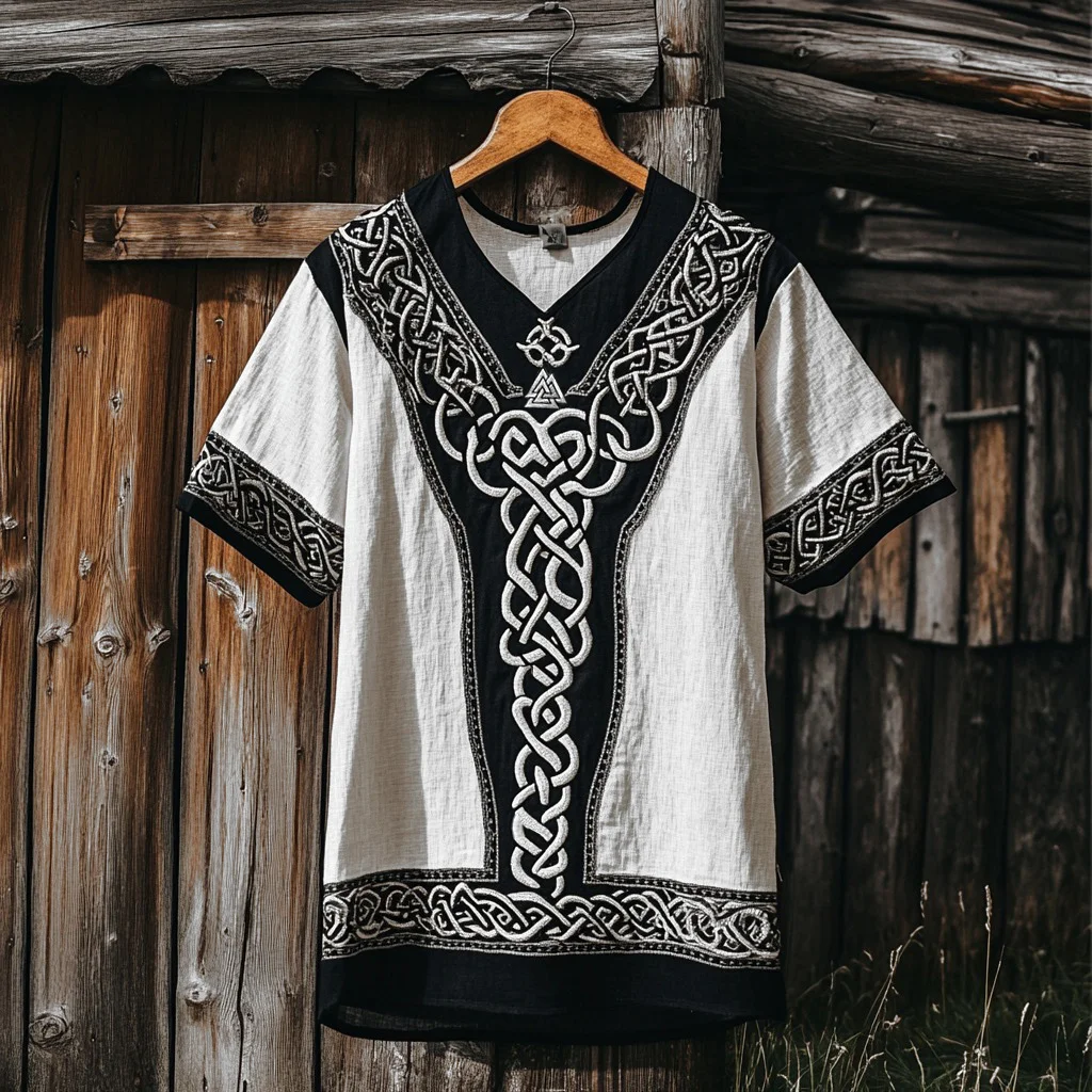 Men's Viking Celtic Knot Runes Linen T-shirt / Rvogue / Rvogue