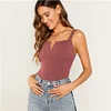 SHEIN V-Notch Thick Strap Ribbed Top 3 Colors Plain Rib-Knit Plain Slim Fit Tank Women Summer Party Highstreet 2019 Vests