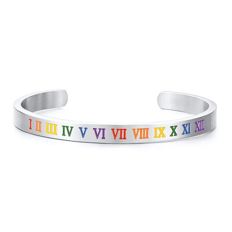 Fashion stainless steel rainbow Roman numeral bracelet