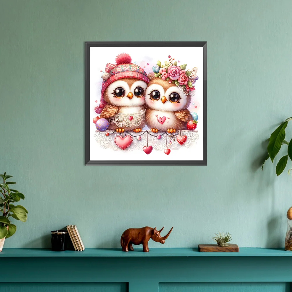 Diamond Painting - Full Round Drill - Cute Owl(Canvas|30*30cm)