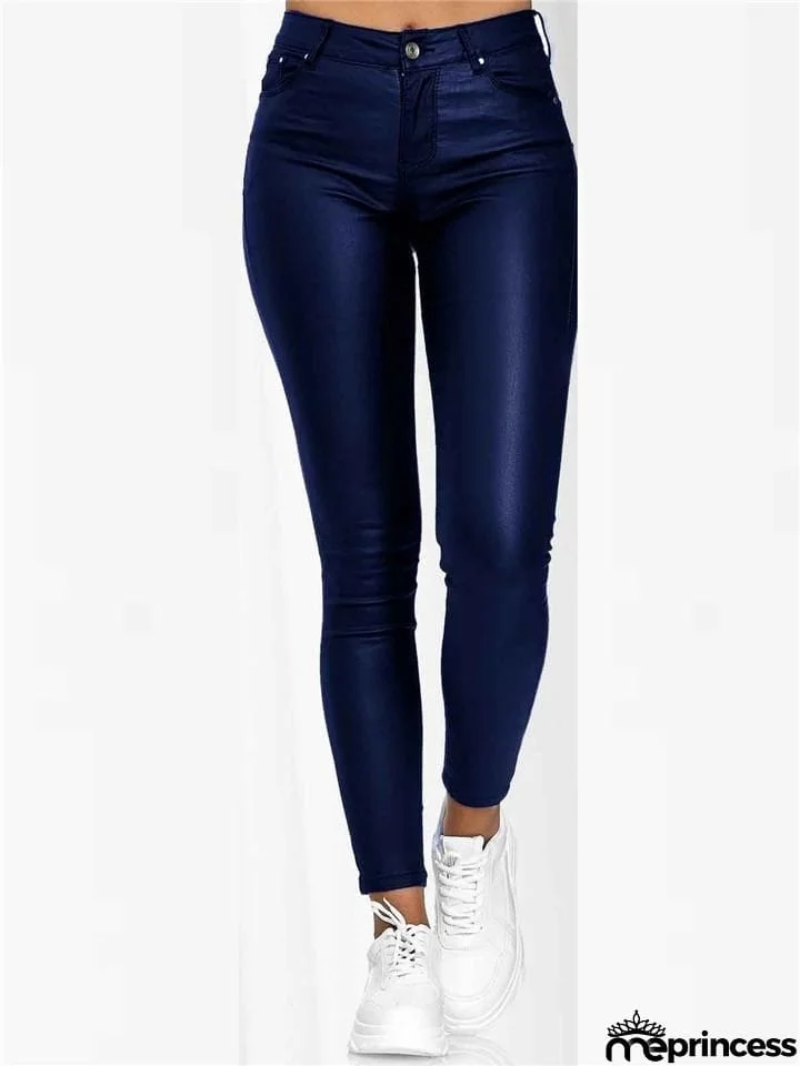 Sexy Slim Fit High Rise Button Closure Pants for Women