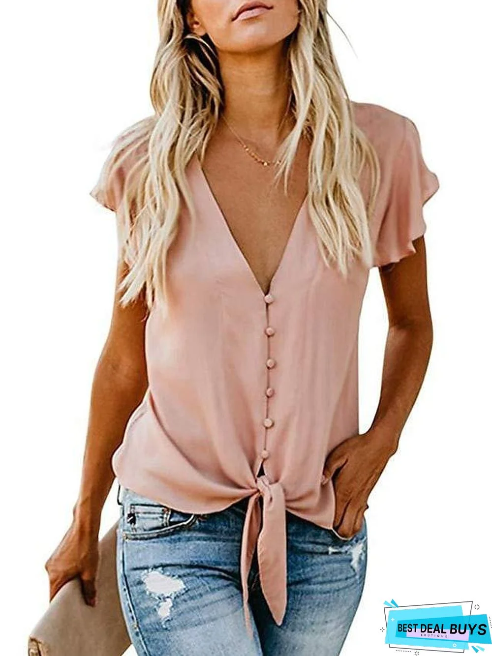 Women's Casual Stylish V Neck Button Down Floral Print Cuffed Sleeve Blouses Shirts Tops Pullover