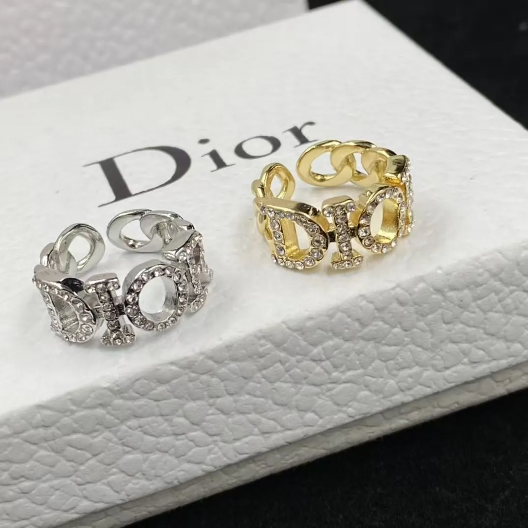 Diamond Paved Dior Letters Open Ring