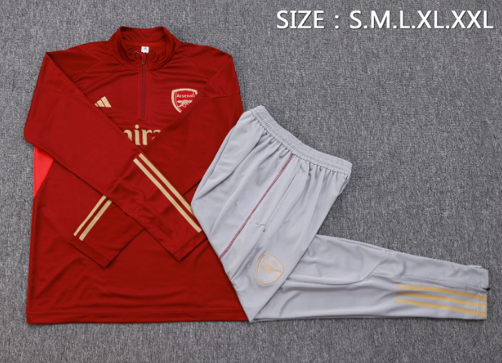 23/24 Arsenal Half-Pull Red Training Suit Jersey Set