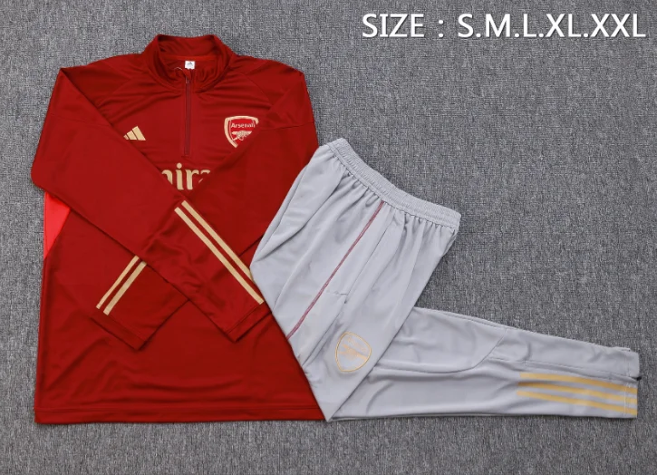 23/24 Arsenal Half-Pull Red Training Suit Jersey Set