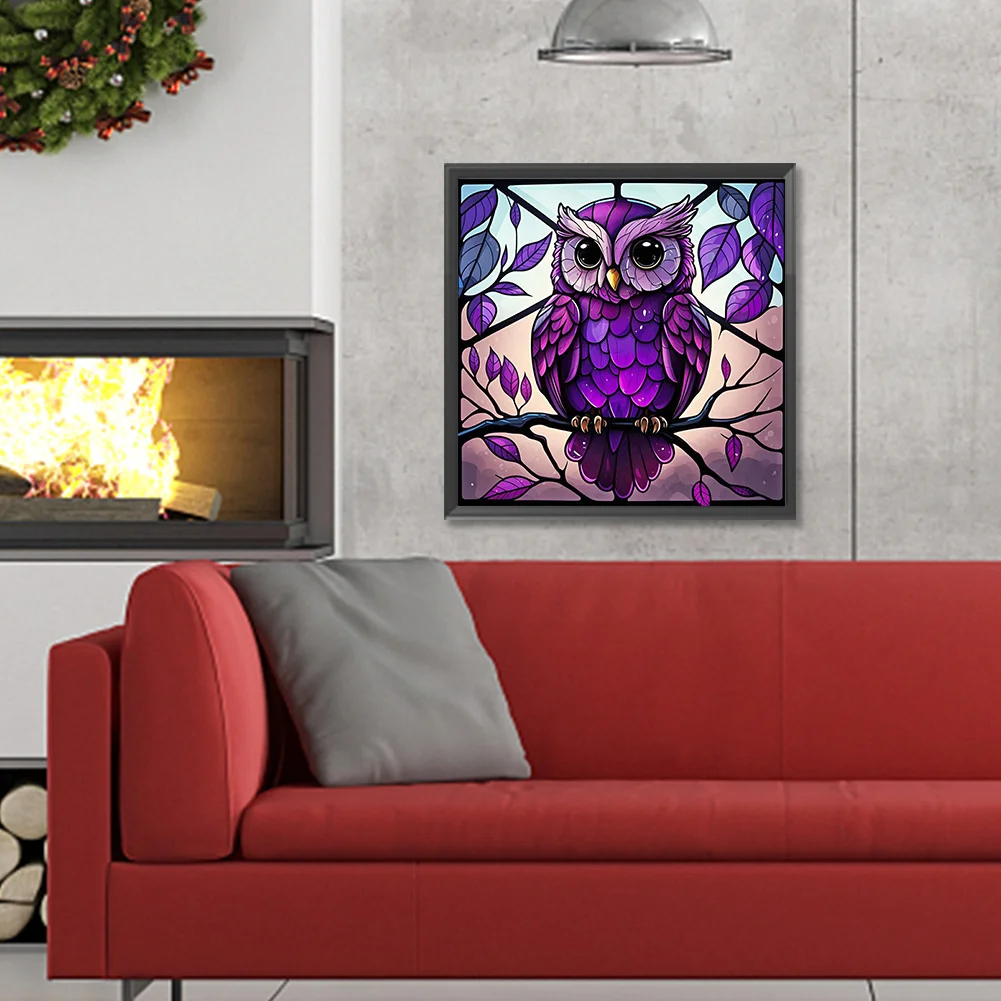 Diamond Painting - Full Round Drill - Stained Glass Owl(Canvas|30*30cm)