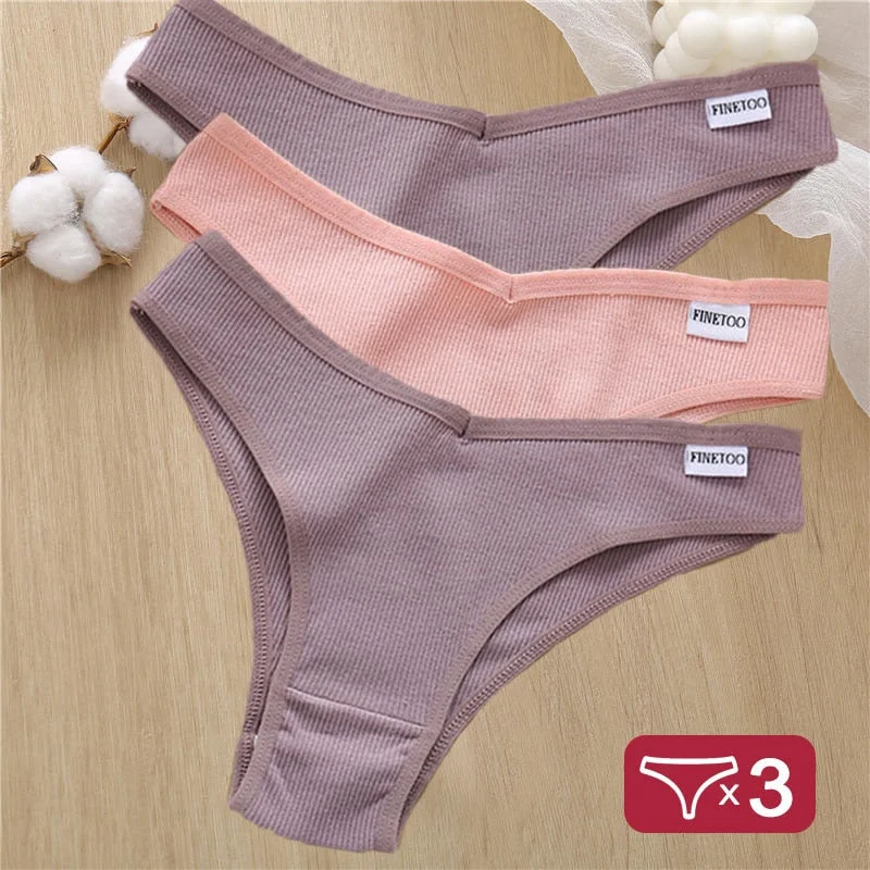 3PCS/Set Cotton Lingerie Panties Sexy Underwear Women Briefs Tangas Female Underpants Pantys Thong Panties Bikini Solid 6 Color