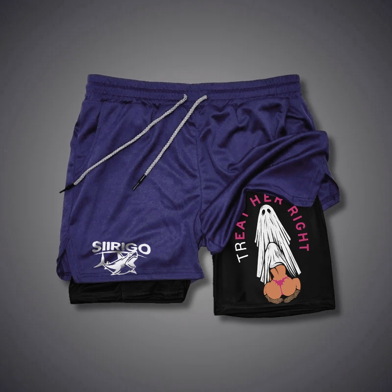 TREAT HER RIGHT Sexy Lady Ghost Graphic Print GYM PERFORMANCE SHORTS