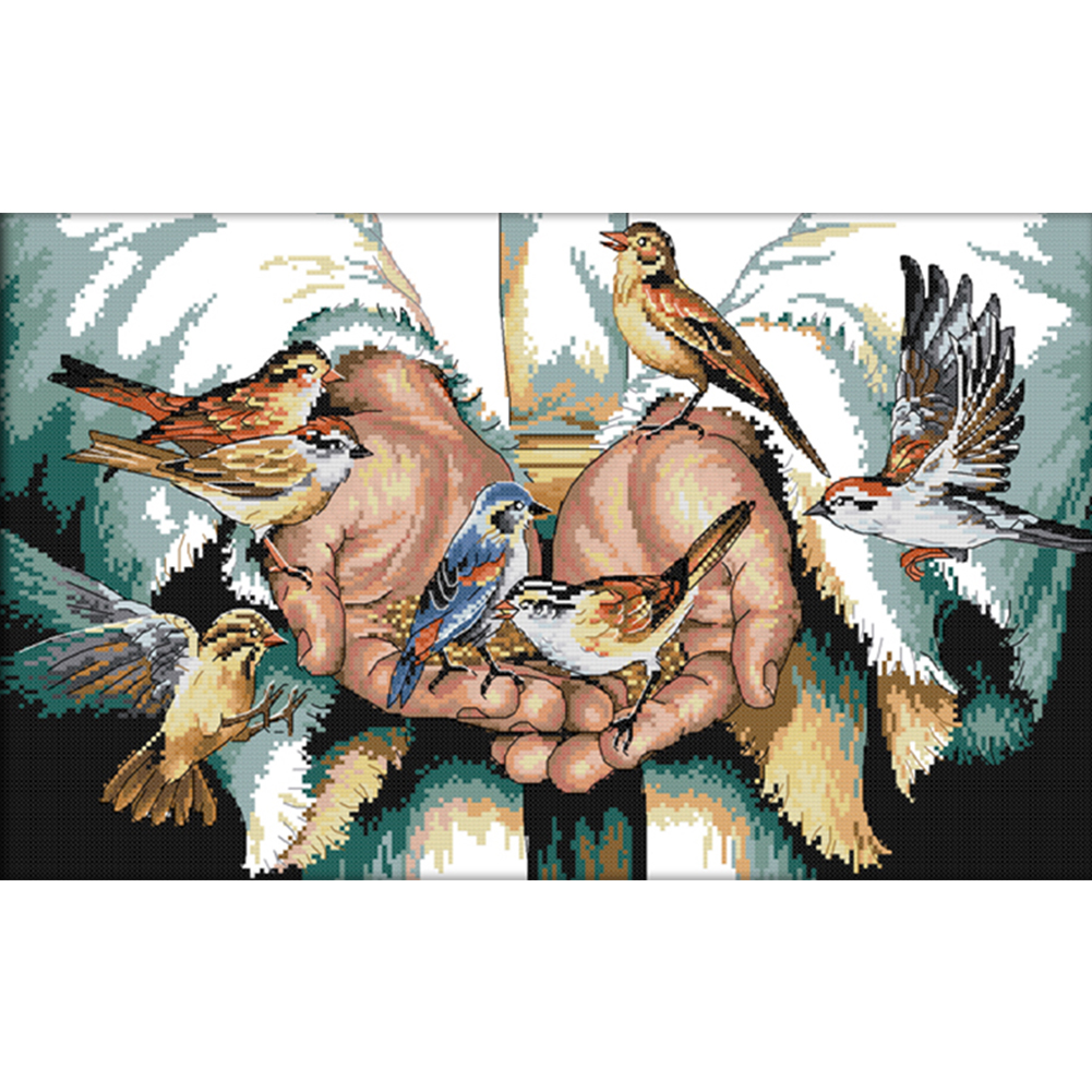 

Love in Hand - 14CT Stamped Cross Stitch - 50*33CM, 501 Original