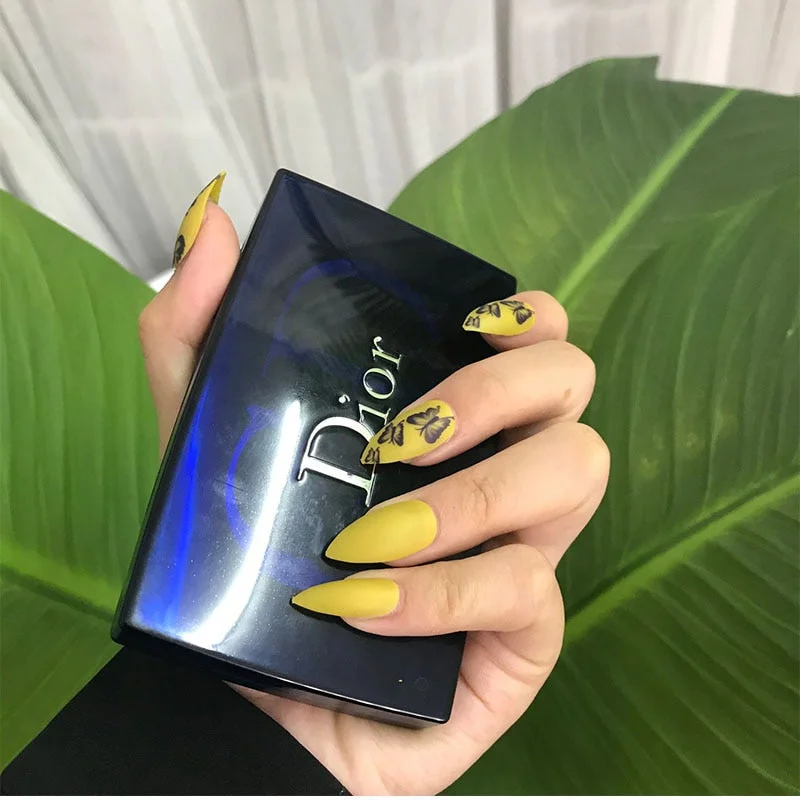 24pcs false press on nails pink color oval head Mid-length Wear  Finished product wearable full cover fake nail tips for girls 515-1-Nail Inspo