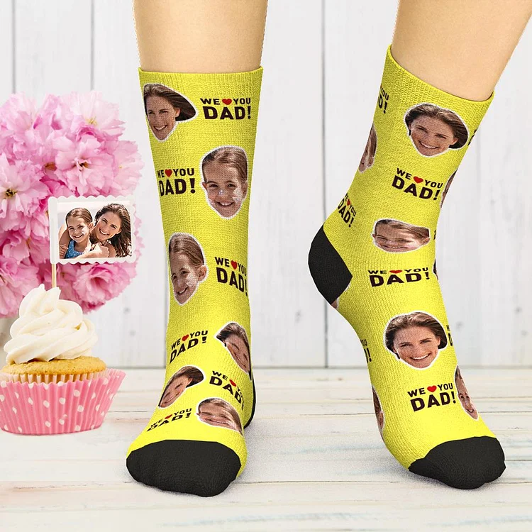 Custom Face Socks We Love Dad Socks Comfort Socks Best Gift for Dad