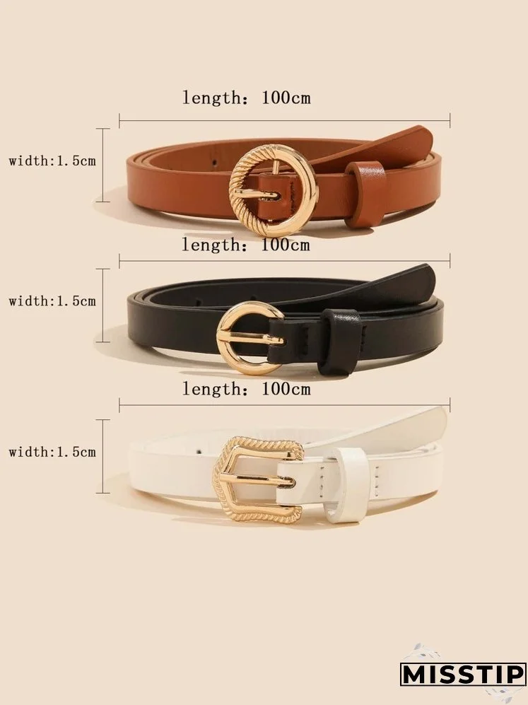 3pcs Metal Buckle Belt