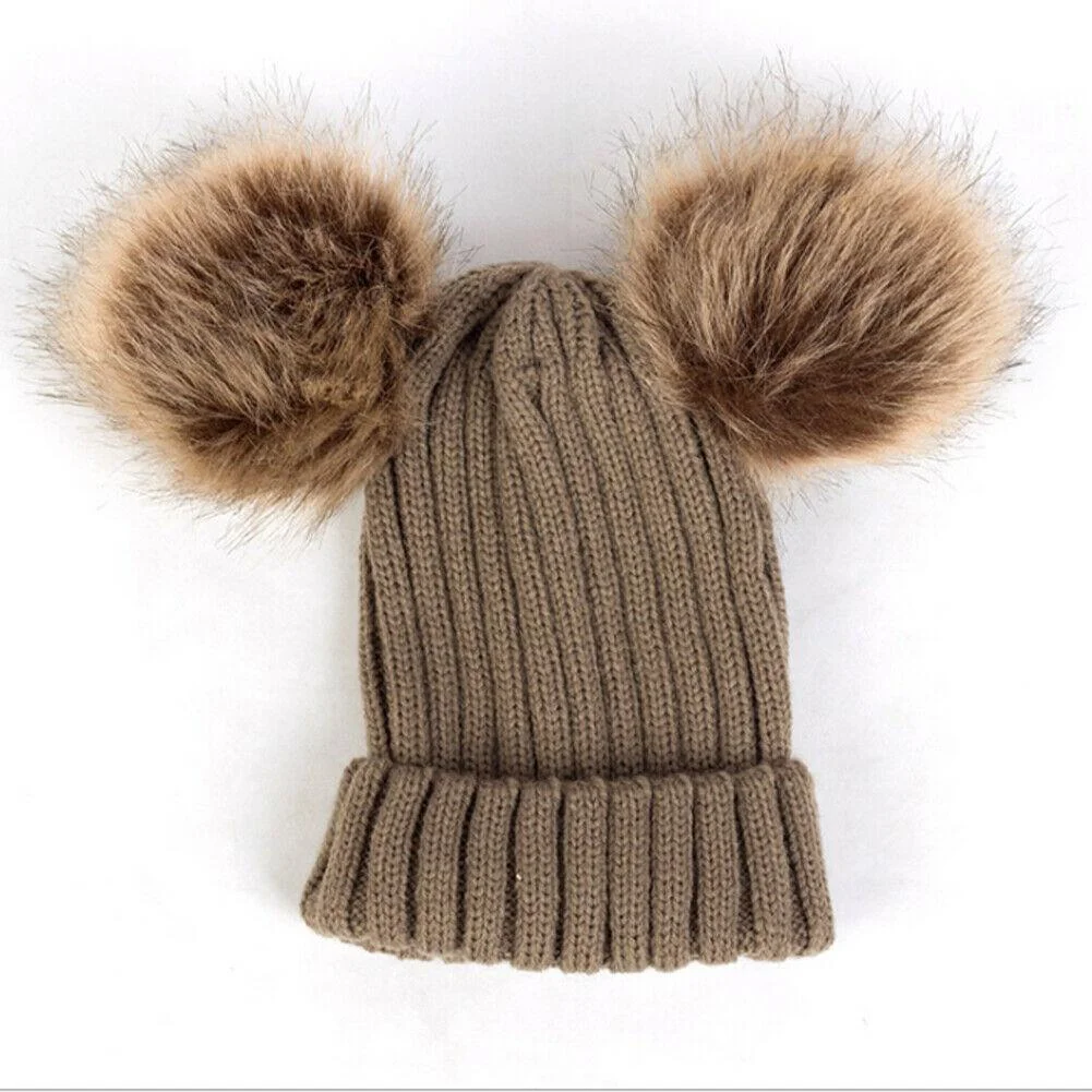 2020 Baby Stuff Accessories Toddler Kids Girl Boy Baby Infant Winter Warm Crochet Knit Hat Fur Balls Beanie Cap