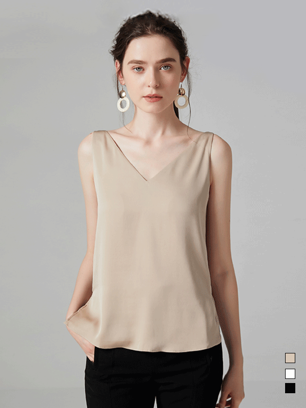 T-shirt basique et élégant en soie丨 Deux couleurs à sélectionner- SOIE PLUS