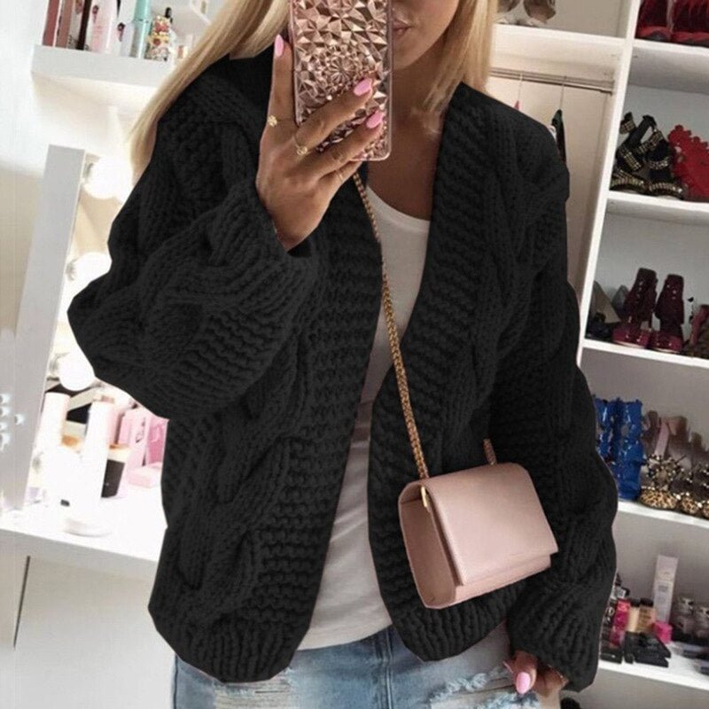 2021 New Autumn Winter Cardigan Women 5 color matching Loose Knitted Sweater Jacket Female Long Sleeve Cardigans Coat S-XL