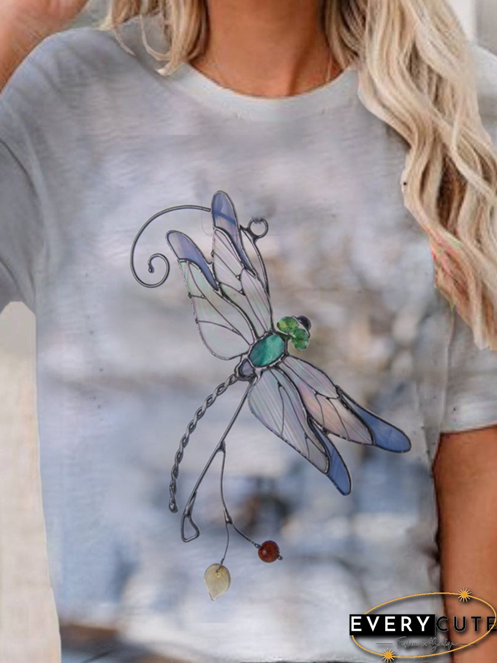 Crew Neck Cotton-Blend Shift Resort T-shirt
