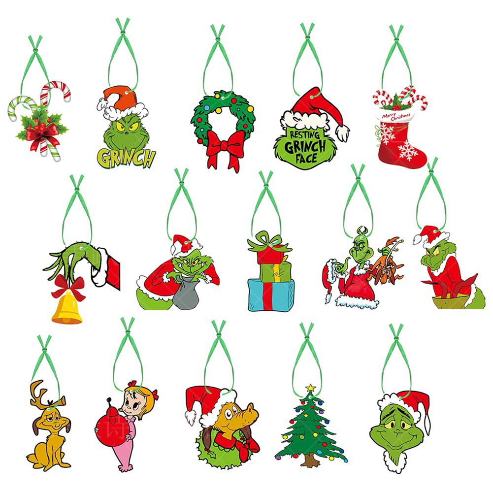 30Pcs Grinch Tree Ornaments Cute Design Xmas Decorations for Home Holiday Party