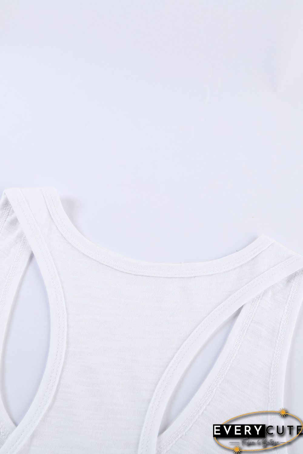 Blank Apparel - White Scoop Neck Basic Solid Tank Top