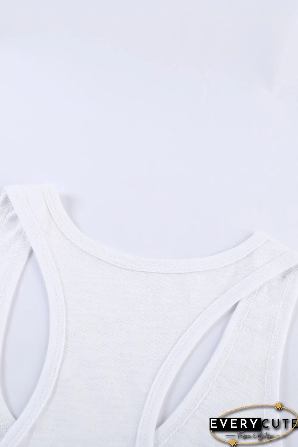 Blank Apparel - White Scoop Neck Basic Solid Tank Top