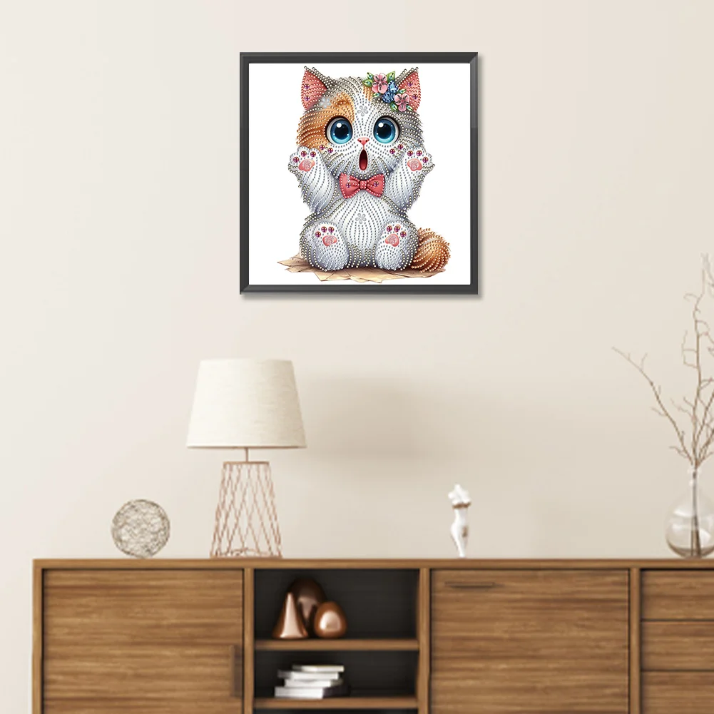 Diamond Painting - Partial Special Shaped Drill - Surprised Kitty(Canvas|30*30cm)