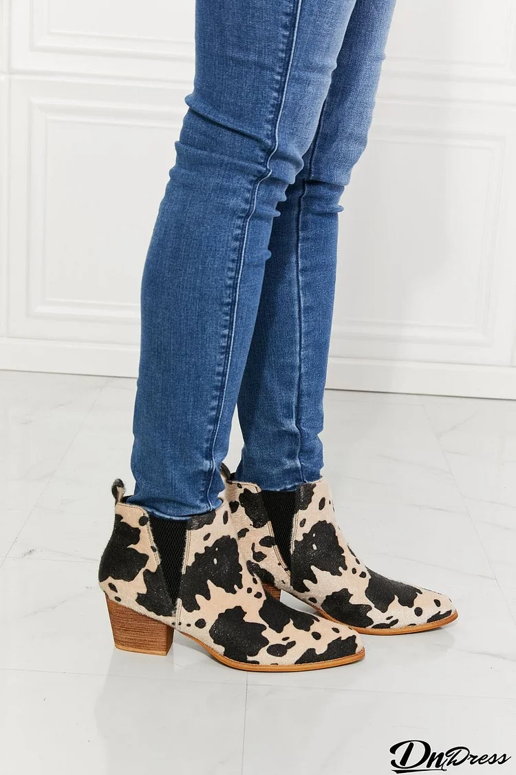 MMShoes Back At It Point Toe Bootie in Beige Cow Print