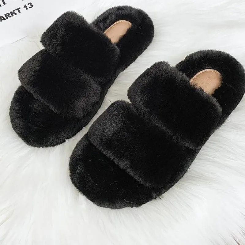 Fur Shoes Flock Womens Slippers Fashion Plush Flat 2022 Luxury Rubber Basic Ytmtloy Winter Indoor Flat With Zapatillas Mujer