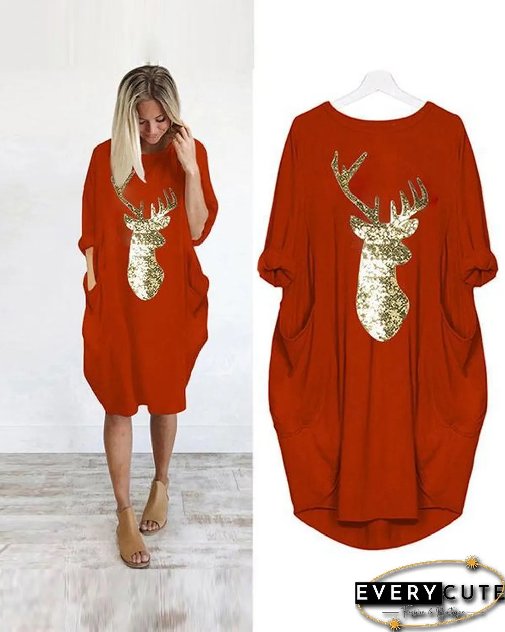 Oversized Long T-Shirt Midi Dress With Pockets