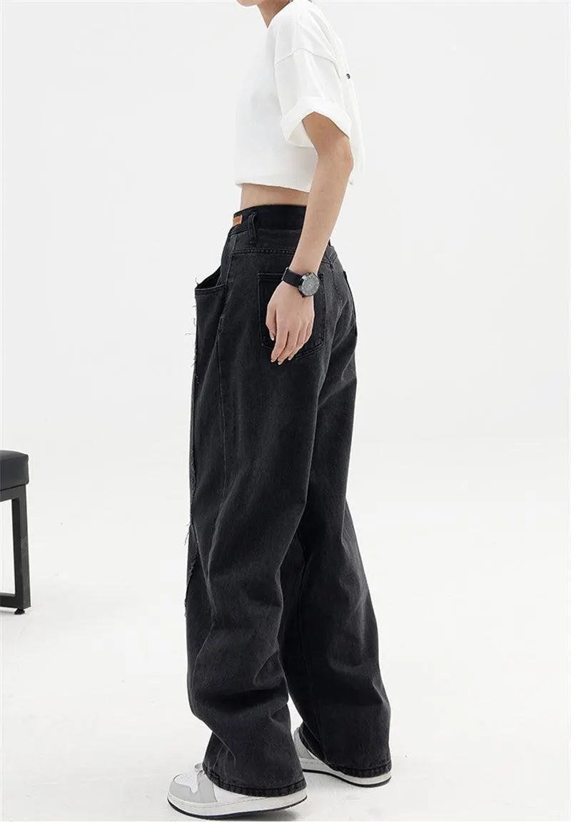 Brownm Rise Wide Leg Baggy Jeans